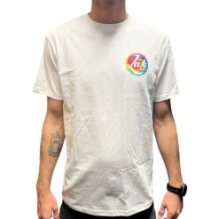 Zak T-Shirt Tie-dye Pocket Retro Circle Logo In White