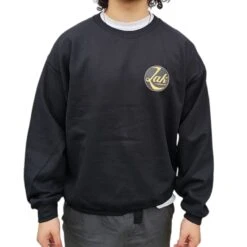Zak Surfboards Crew Neck Sweater Retro Circle Logo Black/Gold In Black