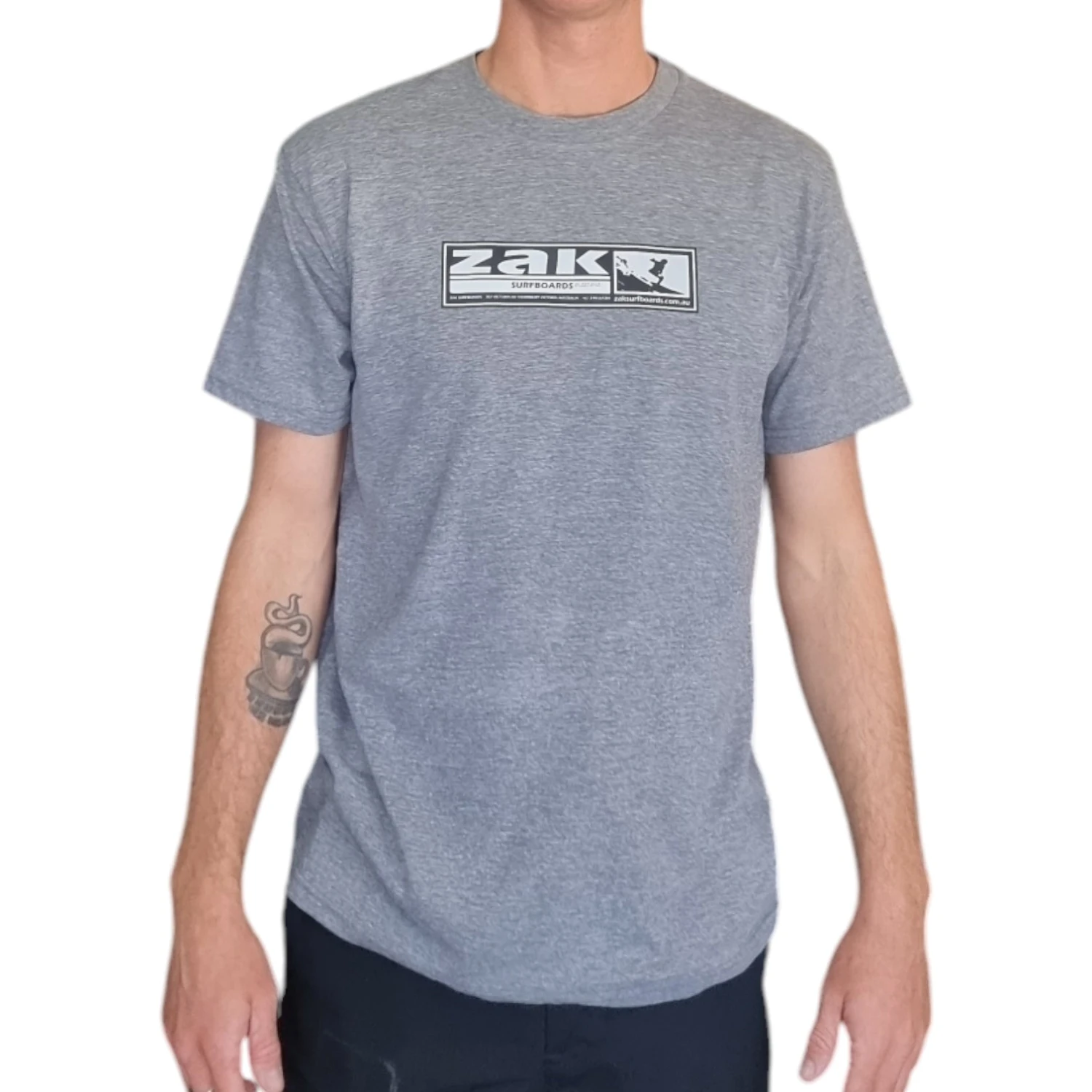 Zak Surfboards T-Shirt OG Sticker Logo Black/White in Grey Zak Surfboards T-Shirt OG Sticker Logo Black/White In Grey -MELBOURNE SURF Shop Photoroom 20241029 120140