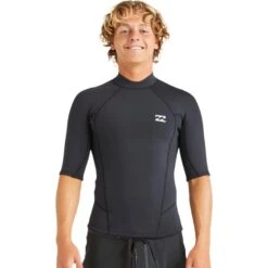 Billabong Mens Absolute Short Sleeve Wetsuit Top Black