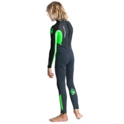 C-Skins Element 3/2 Junior Steamer Black / Lime / Multi Wetsuit -MELBOURNE SURF Shop c skins element 32 junior steamer blacklimemulti kids wetsuits c skins 322688