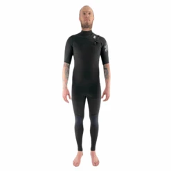 C-Skins Session GSB 2/2 Mens Chest Zip Short Sleeve Steamer Black / Black / Silver Grey