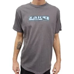 Zak Surfboards T-Shirt OG Sticker Logo Charcoal (Blue Sticker)