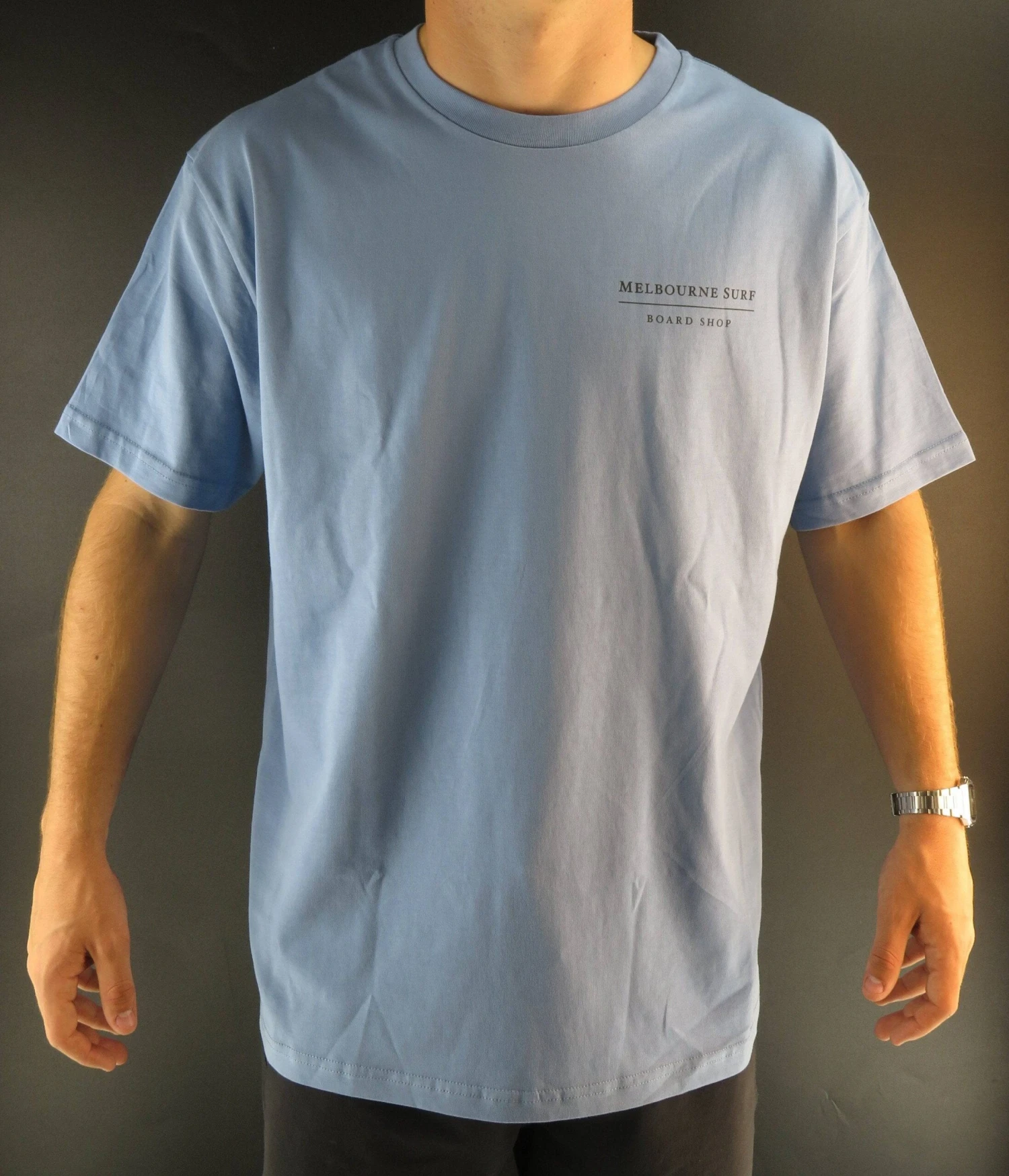 Melbourne Surf Board Shop Torquay Point Tee Pale Blue Melbourne Surf Board Shop Torquay Point Tee Pale Blue -MELBOURNE SURF Shop melbourne surf board shop torquay point tee pale blue apparel melbourne surfboard shop 699018 scaled