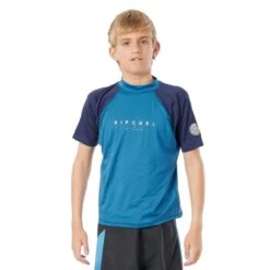 Rip Curl Boys Shockwaves Rash Guard S/SL UV Blue
