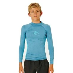 Rip Curl Boys Waves Rash Guard L/SL UV Blue Marle